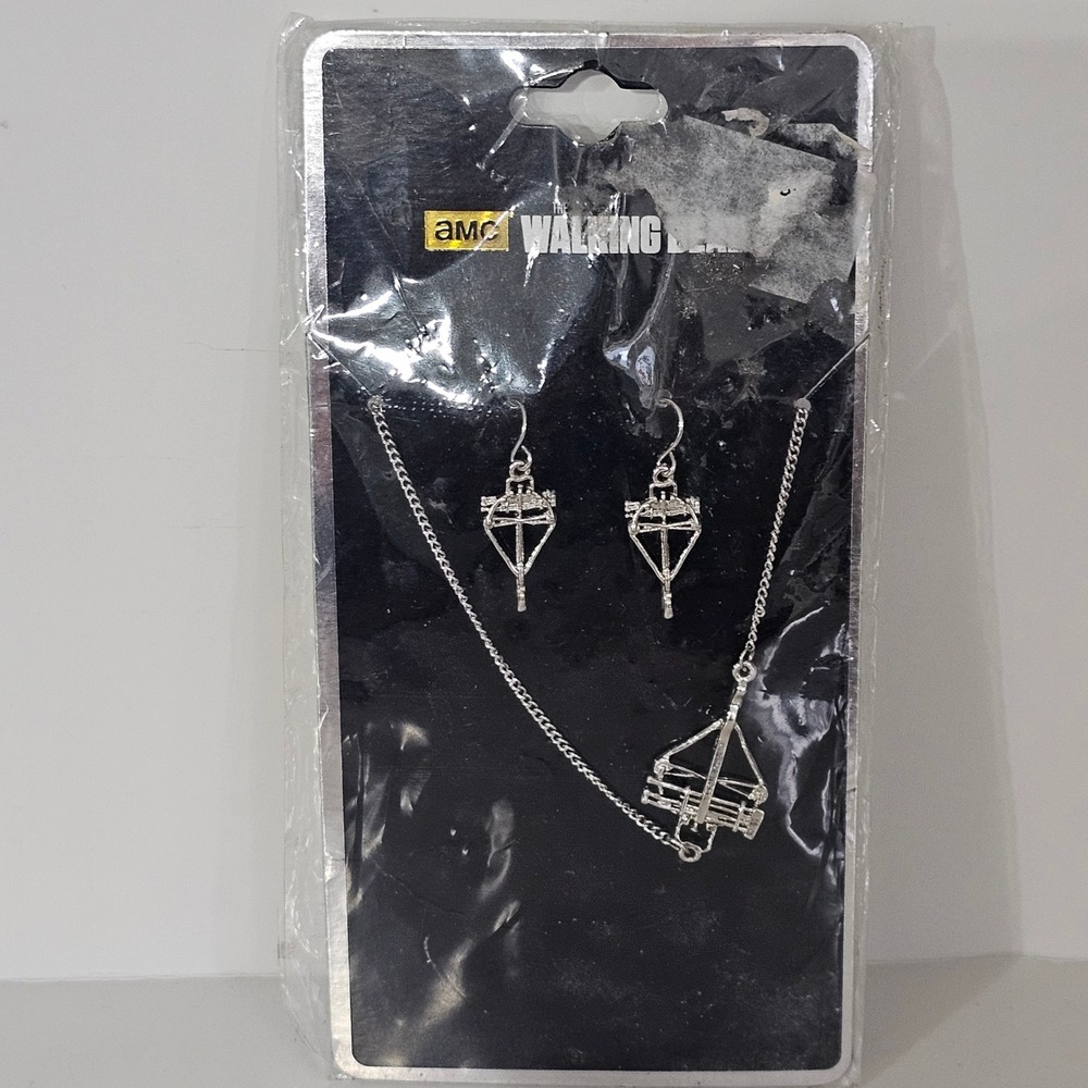 AMC The Walking Dead Daryl Crossbow Necklace and Earrings Set Love and Madness